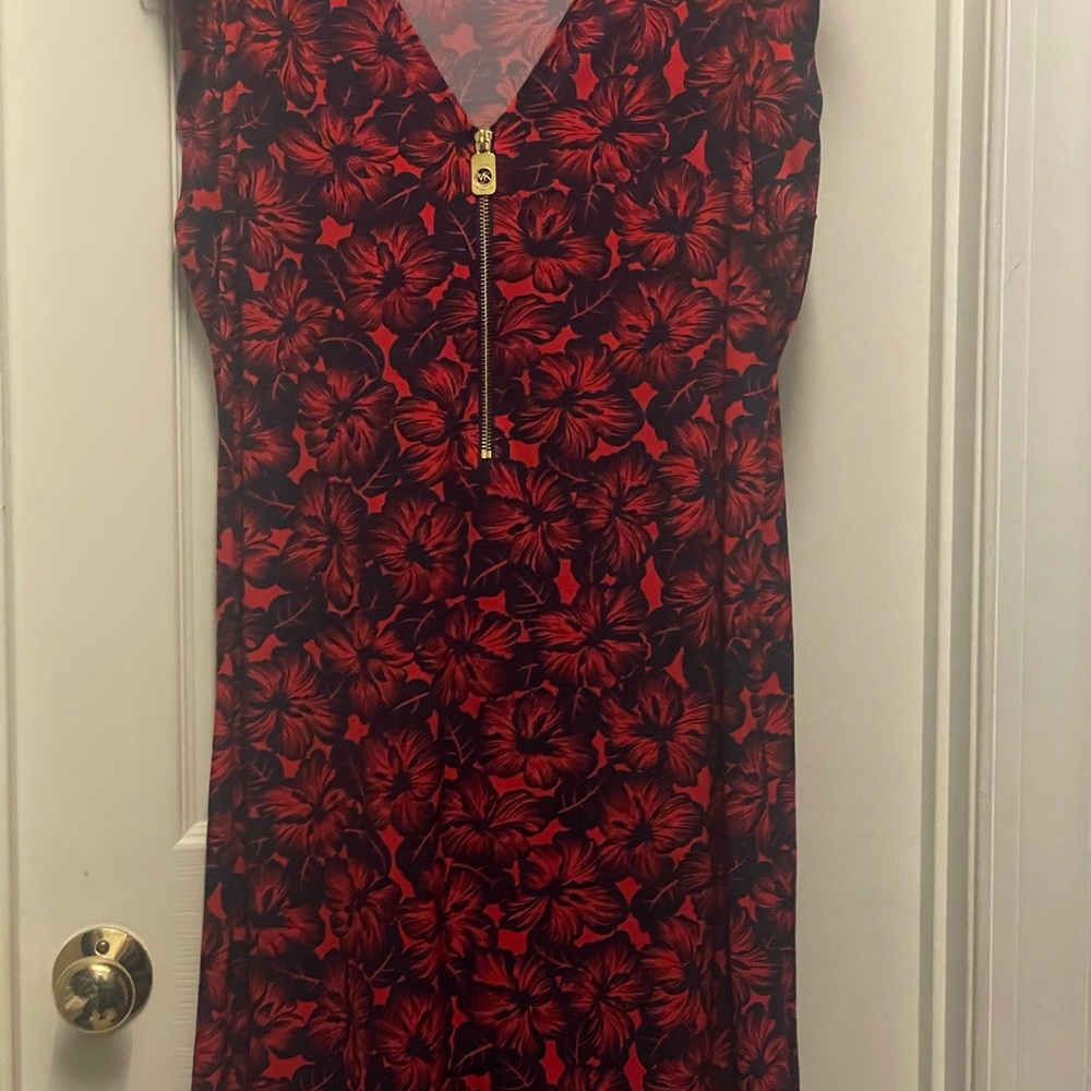 Floral Red and Black Michael Kors Dress